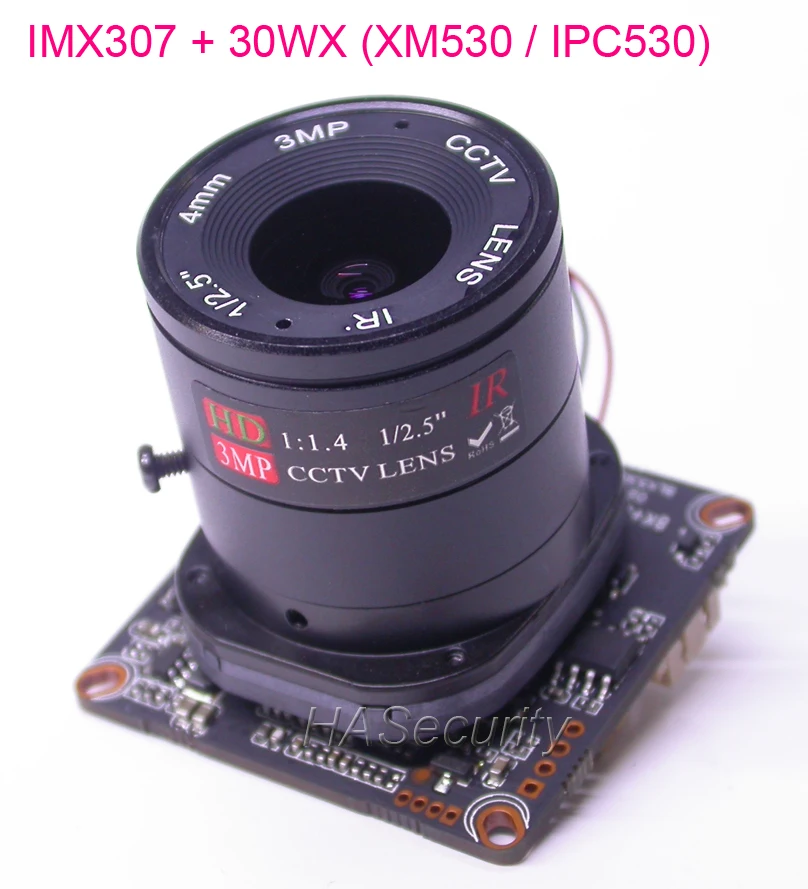 

IPC 1/2.8" SONY STARVIS IMX307 CMOS image sensor + 30WX (XM530/ IPC530) CCTV IP camera PCB board module +CS lens +IRC +LAN cable