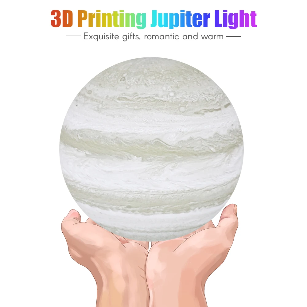 3D Printing Touching Jupiter Lamp USB Rechargeable 2-Color Dimmable Night Lamp Bedroom Decor with Wooden Stand
3D Printing Touching Jupiter Lamp USB Rechargeable 2-Color Dimmable Night Lamp Bedroom Decor with Wooden Stand