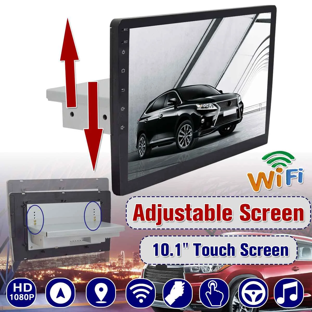 For Android 8.1 Car Multimedia Player 10" Up Down Moving Adjustable Screen Radio Car Stereo 1Din GPS Nav Wifi MP5 Player Video
For Android 8.1 Car Multimedia Player 10" Up Down Moving Adjustable Screen Radio Car Stereo 1Din GPS Nav Wifi MP5 Player Video