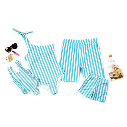 New Family Swimsuit Parents Kids Matching Swimwear Blue Striped Bikini Cool Bathing Suit 4 members Beachwear Board Shorts Hot
New Family Swimsuit Parents Kids Matching Swimwear Blue Striped Bikini Cool Bathing Suit 4 members Beachwear Board Shorts Hot