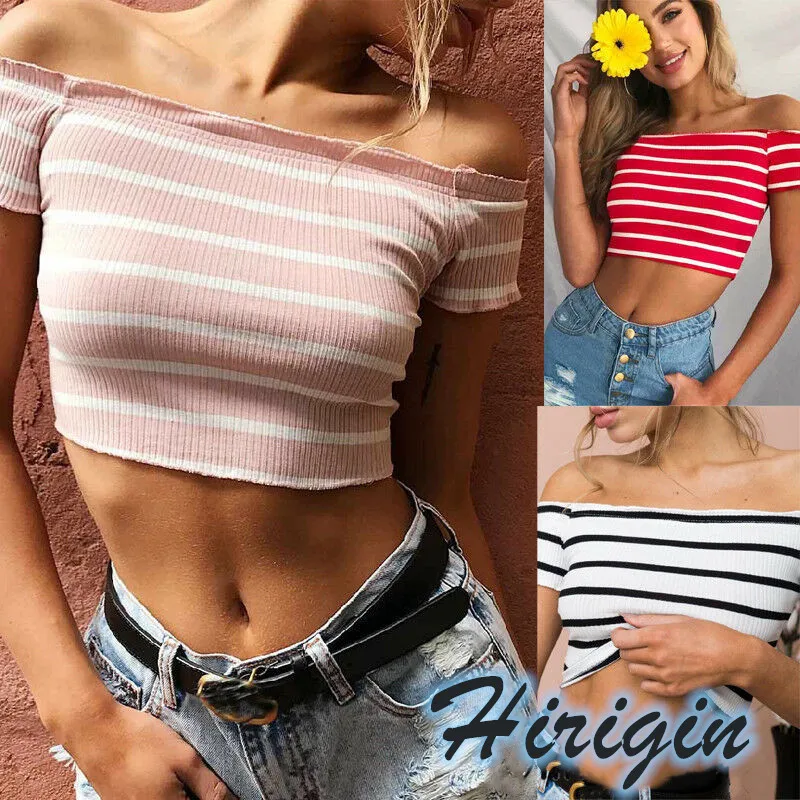 Summer Sexy Tank Tops Women Casual Short Sleeve Off Shoulder Tank Tops Sexy Striped Crop Tops T Shirt
Summer Sexy Tank Tops Women Casual Short Sleeve Off Shoulder Tank Tops Sexy Striped Crop Tops T Shirt