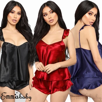 Women Sexy Lingerie Babydoll Pajama Sets Solid Ruffle Smooth Silk 2PCS Sleepwear Ladies Chemise Nightwear Lace Satin Pajama 2019
Women Sexy Lingerie Babydoll Pajama Sets Solid Ruffle Smooth Silk 2PCS Sleepwear Ladies Chemise Nightwear Lace Satin Pajama 2019