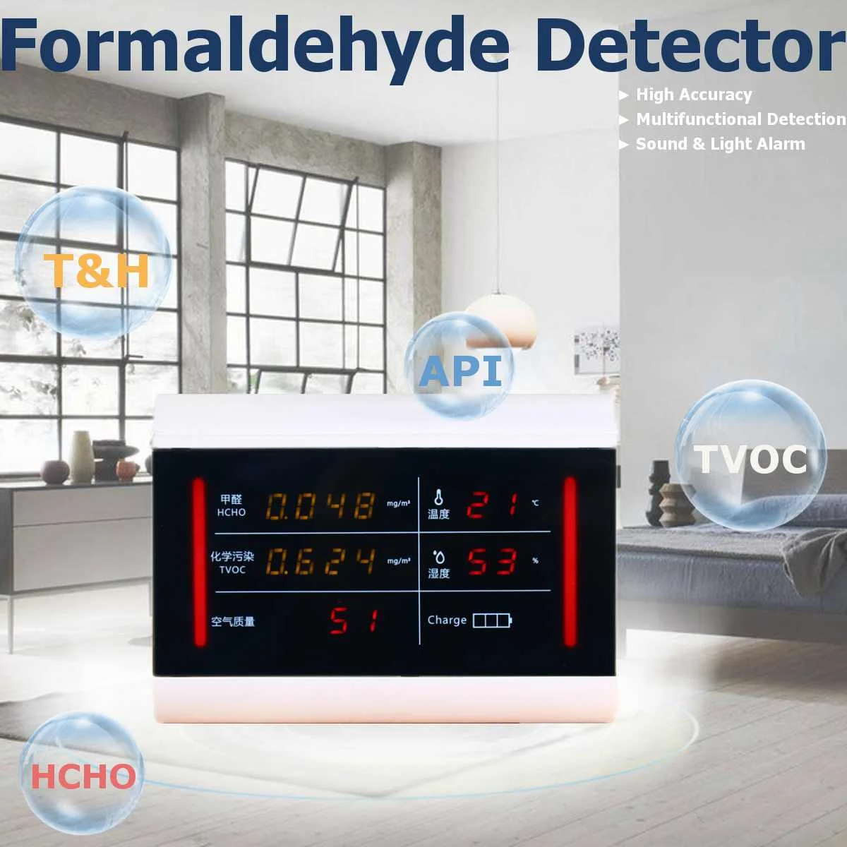 HOCO TVOC API Air Quality Pollution Monitor Formaldehyde Detector Home Indoor High Sensitivity Sensor Safeguard Time Detection
HOCO TVOC API Air Quality Pollution Monitor Formaldehyde Detector Home Indoor High Sensitivity Sensor Safeguard Time Detection