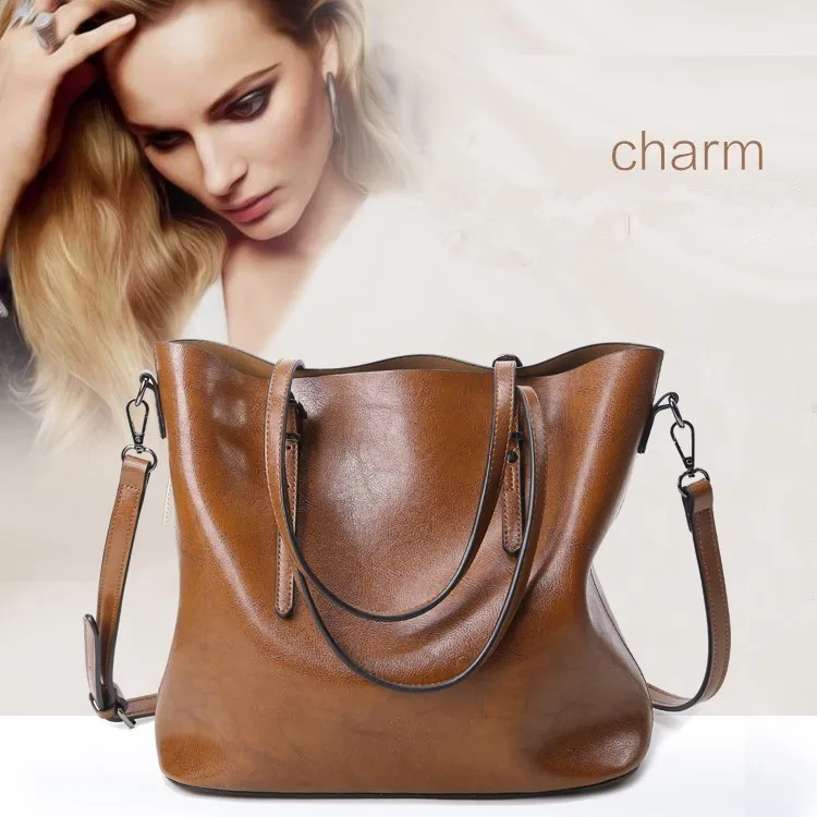 2019 New Brown Women Shoulder Bag Fashion Women Handbags Oil Wax Pu Leather Large Capacity Tote Bag Casual women Messenger bags
2019 New Brown Women Shoulder Bag Fashion Women Handbags Oil Wax Pu Leather Large Capacity Tote Bag Casual women Messenger bags
