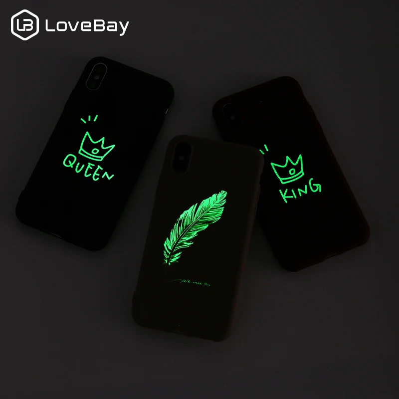 Lovebay Soft Luminous Phone Cases For iphone 6 6S 7 8 Plus XS Max XR X Silicone KING QUEEN Feather Love Heart Back Case Cover
Lovebay Soft Luminous Phone Cases For iphone 6 6S 7 8 Plus XS Max XR X Silicone KING QUEEN Feather Love Heart Back Case Cover