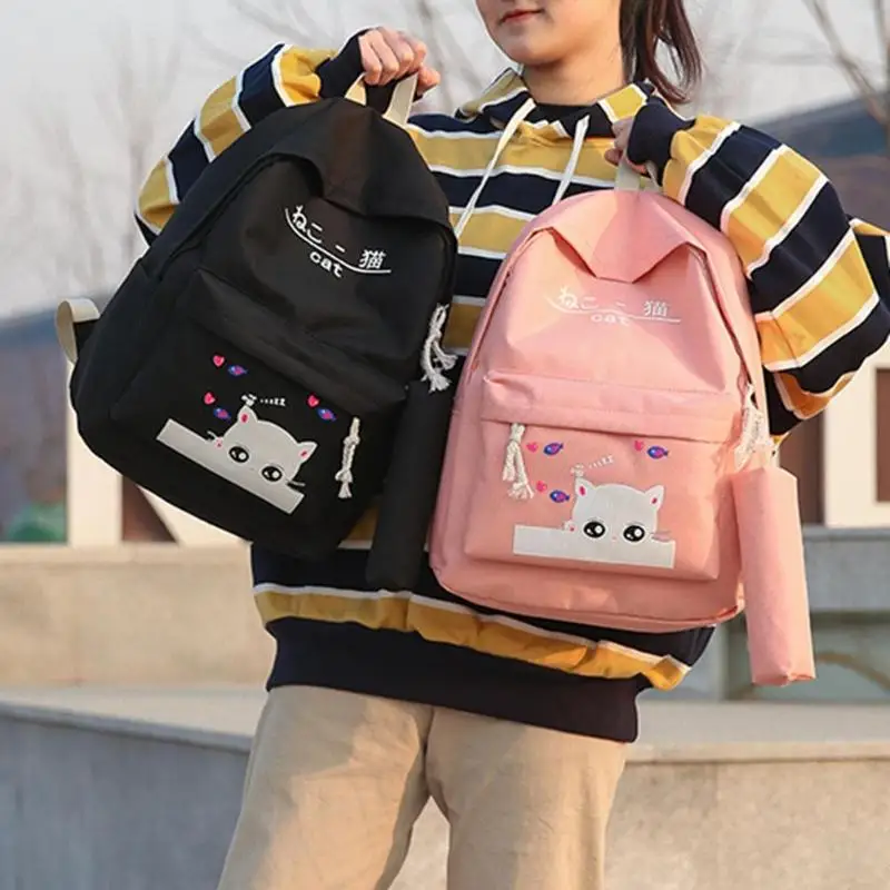 2pcs/set Cute Cartoon Cat Letter Print Girls Backpacks with Pen Bags Female Women Large Ourdoor Travel Book School Pencil Bags
2pcs/set Cute Cartoon Cat Letter Print Girls Backpacks with Pen Bags Female Women Large Ourdoor Travel Book School Pencil Bags