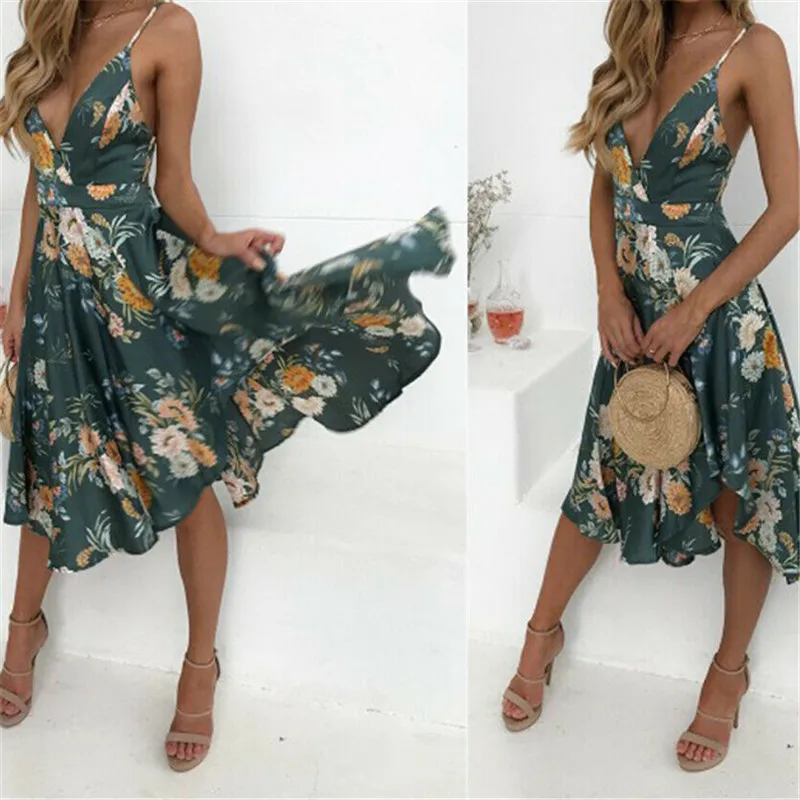 NEW Trendy Women dress backless Flower print strap Summer Casual Sleeveless Evening Beach Chiffon Dresses one pieces
NEW Trendy Women dress backless Flower print strap Summer Casual Sleeveless Evening Beach Chiffon Dresses one pieces