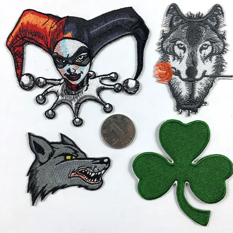 Fine Black Wolf Embroidered Animal Appliques Iron On Kings Poker Lucky Clover Patches for Clothes Bags Shoes Coats Badges Decor
Fine Black Wolf Embroidered Animal Appliques Iron On Kings Poker Lucky Clover Patches for Clothes Bags Shoes Coats Badges Decor