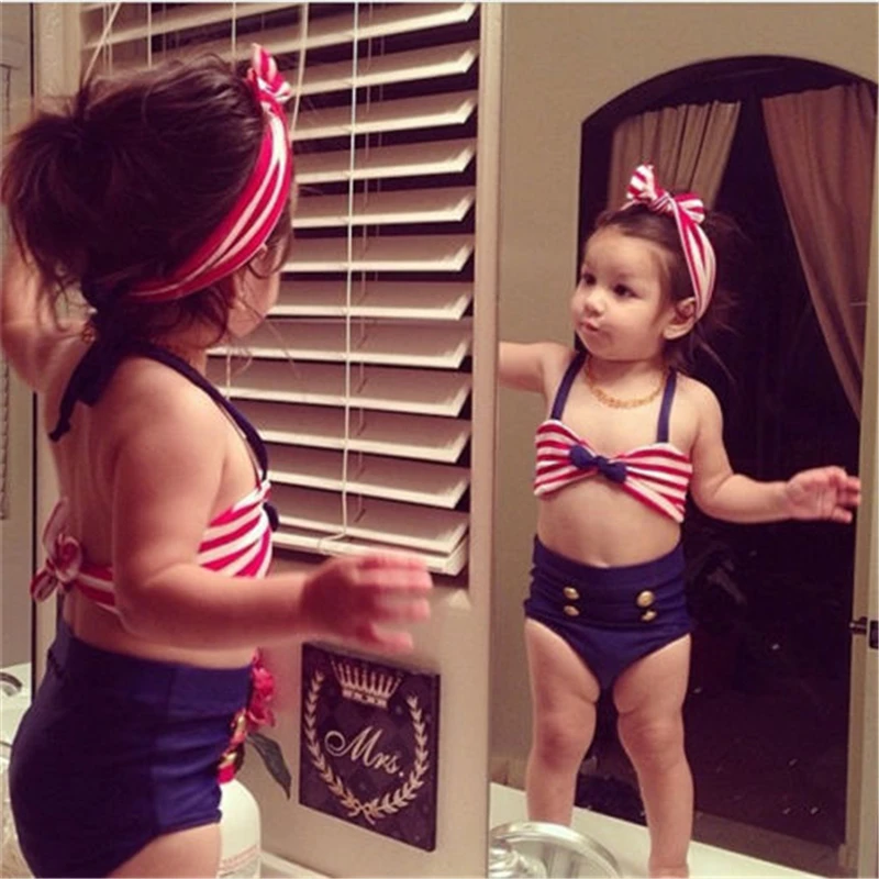 Two-piece Little Girls Stripe Swimsuit Babies Girl Halter Swimwear Beachwear Bathing Suit Swimmers Bikini Costume
Two-piece Little Girls Stripe Swimsuit Babies Girl Halter Swimwear Beachwear Bathing Suit Swimmers Bikini Costume