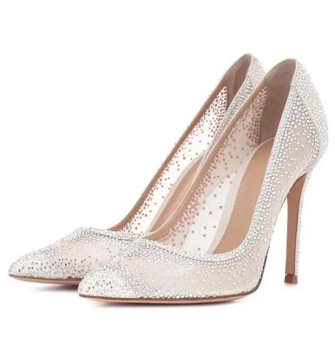 Fashion Women Shoes High Heels Mesh Crystal Decor White Wedding Shoes Plus Size 42 Pointed Toe Low Cut High Heels Pumps 12cm
Fashion Women Shoes High Heels Mesh Crystal Decor White Wedding Shoes Plus Size 42 Pointed Toe Low Cut High Heels Pumps 12cm