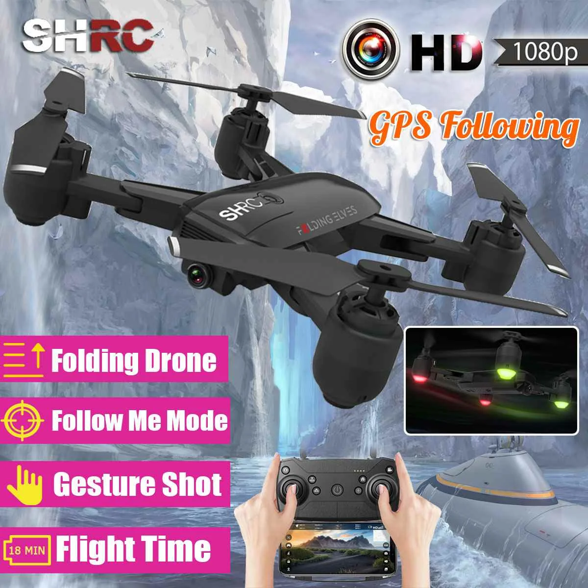 GPS Positioning RC Drone Altitude Hold 1080P HD Camera 5G WIFI FPV Follow Me RC Drone Quadcopter Helicopter for Kids Gift
GPS Positioning RC Drone Altitude Hold 1080P HD Camera 5G WIFI FPV Follow Me RC Drone Quadcopter Helicopter for Kids Gift