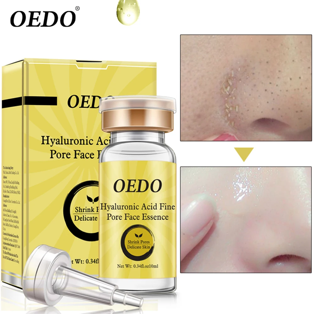 

OEDO 10ml Pore Treatment Serum Shrink Pores Blackhead Remover Acne Spots Hyaluronic Acid Vitamin C Face Essence Skin Care