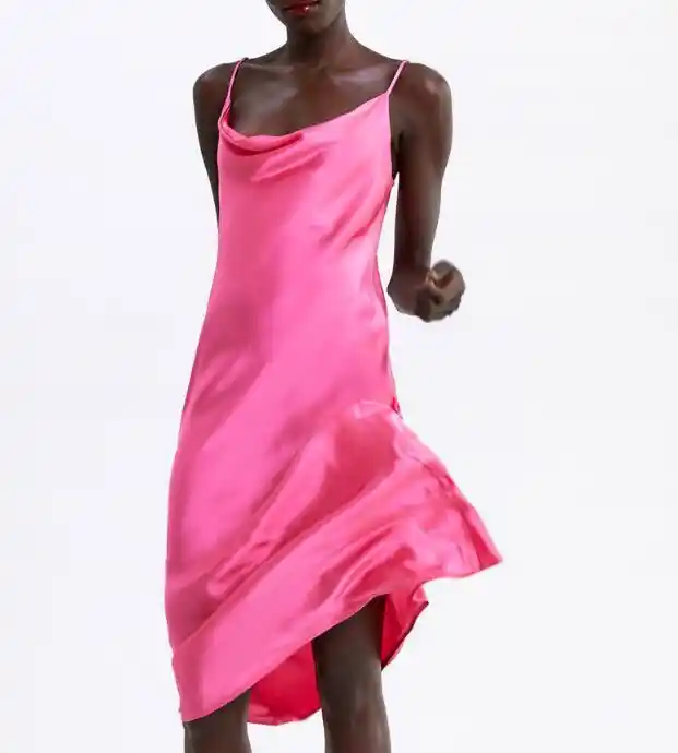 pink silk slip dress