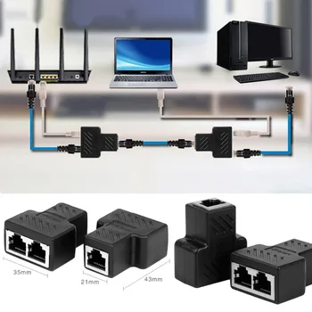 Elisona 1 to 2 Way RJ45 Network Cable Splitter Adapter Female LAN Ethernet Socket Connector Adopter Extender Accessories
Elisona 1 to 2 Way RJ45 Network Cable Splitter Adapter Female LAN Ethernet Socket Connector Adopter Extender Accessories
