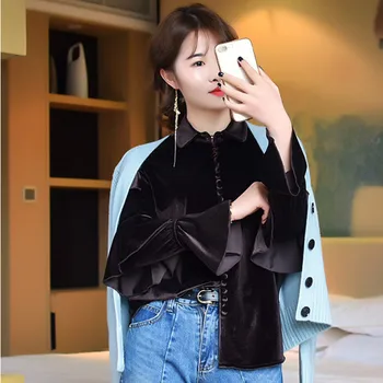 Lychee Girls Velvet Ruffle Blouses Female Long Flare Sleeve Turn Down Collar Shirts Spring Autumn Casual Women Blouses Shirts
Lychee Girls Velvet Ruffle Blouses Female Long Flare Sleeve Turn Down Collar Shirts Spring Autumn Casual Women Blouses Shirts