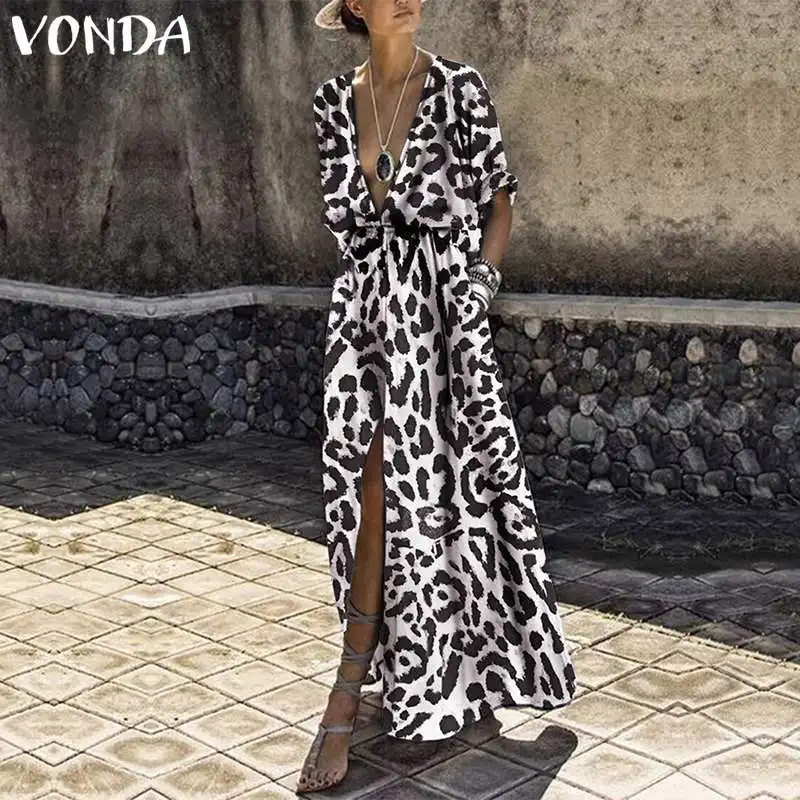VONDA Women Leopard Dress 2019 New Autumn Sexy V Neck High Waist Split Long Party Dresses Vintage Casual Plus Size Vestidos
VONDA Women Leopard Dress 2019 New Autumn Sexy V Neck High Waist Split Long Party Dresses Vintage Casual Plus Size Vestidos
