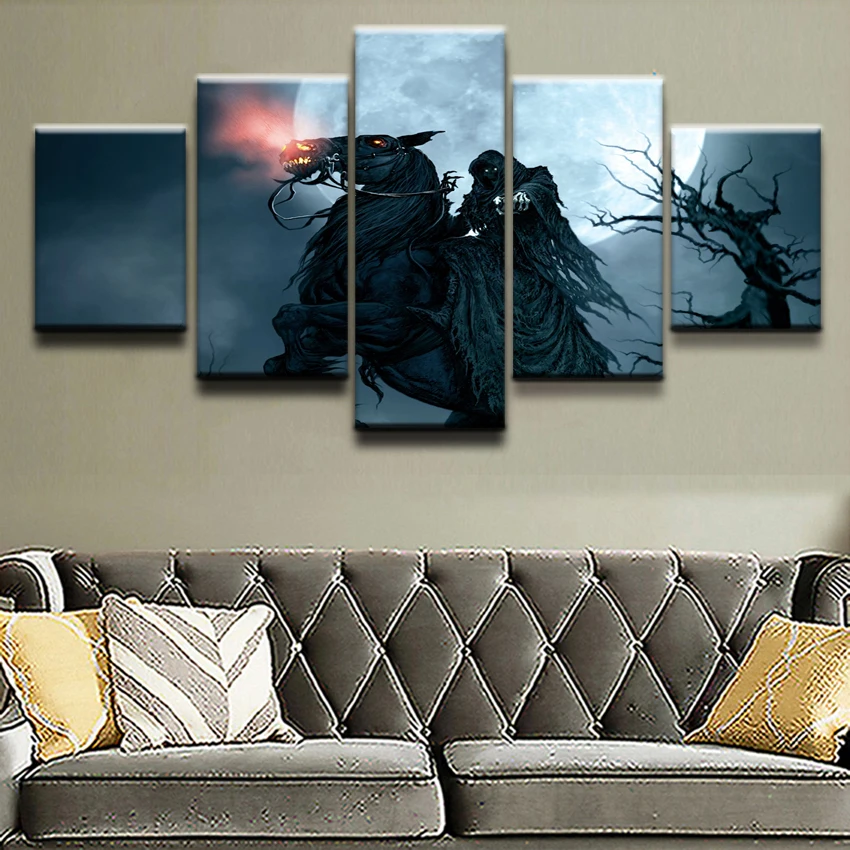 5 Pieces Dark Fantasy Grim Reaper Horse Moon Canvas Painting Wall Art Home Decor Modern Canvas Printed Pictures Artwork Poster
5 Pieces Dark Fantasy Grim Reaper Horse Moon Canvas Painting Wall Art Home Decor Modern Canvas Printed Pictures Artwork Poster