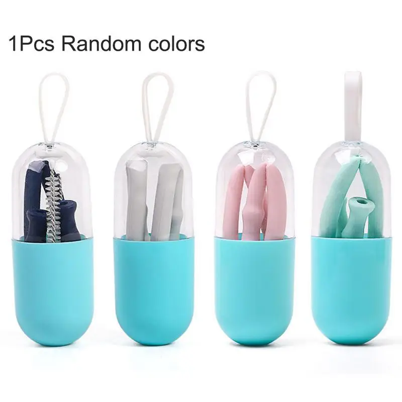 1pc Portable Folding Straw Reusable Food Grade Silicone Drinking Straws With Box And Cleaning Brush Barware Accessories
1pc Portable Folding Straw Reusable Food Grade Silicone Drinking Straws With Box And Cleaning Brush Barware Accessories
