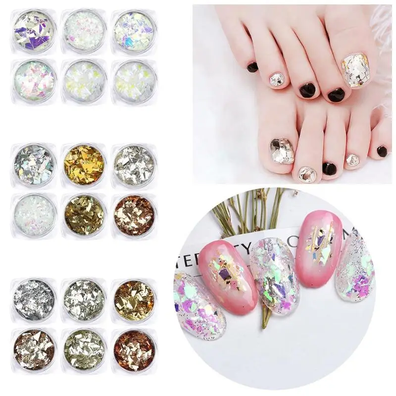 6bottles/set Irregular Foil Nail Art Stickers Glass Fragments Nails Decor Sticker Self-Adhesive Broken Glass Pieces Nail Mirror
6bottles/set Irregular Foil Nail Art Stickers Glass Fragments Nails Decor Sticker Self-Adhesive Broken Glass Pieces Nail Mirror