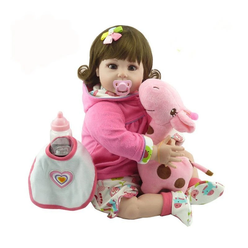 NPK 52 см кукла Bebe Reborn с плюшевая игрушка жирафа Мягкая Реалистичная Baby силиконовый