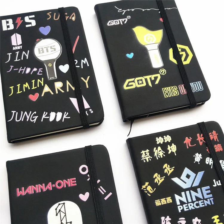100 books hot popular idol GOT7 TWICE WANNAONE BLACKPINK PU notebook cute cartoon Bangtan Boys Seventeen Notepad shipping by DHL
100 books hot popular idol GOT7 TWICE WANNAONE BLACKPINK PU notebook cute cartoon Bangtan Boys Seventeen Notepad shipping by DHL