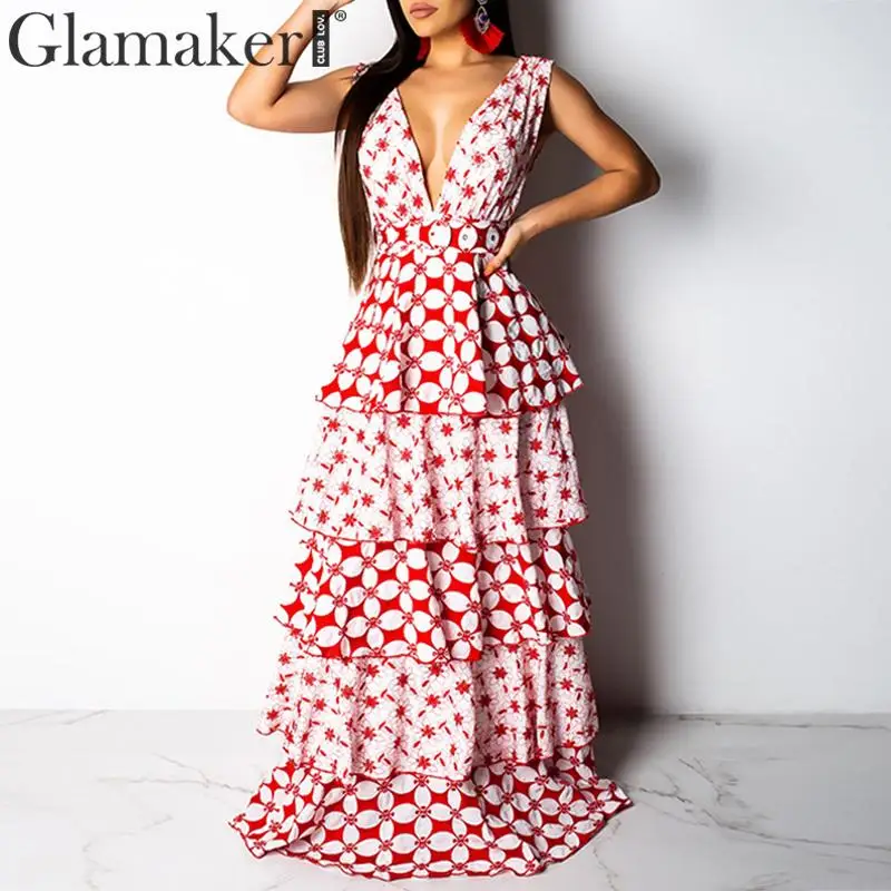 Glamaker Deep V sexy summer dress Vintage multi-layer red maxi dress Grand retro plus size long party dress vestidos de fiesta
Glamaker Deep V sexy summer dress Vintage multi-layer red maxi dress Grand retro plus size long party dress vestidos de fiesta