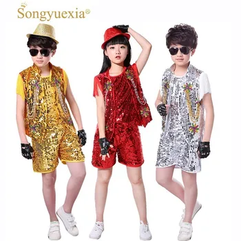 Songyuexia Children Jazz Dancers Drums Girls and Boys Sequins Modern Dance Costume Jazz Hip-Hop Modern stage dancewear
Songyuexia Children Jazz Dancers Drums Girls and Boys Sequins Modern Dance Costume Jazz Hip-Hop Modern stage dancewear