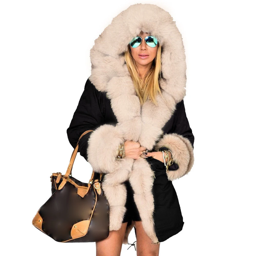Plus Size Winter Women Hooded Fur Parkas Coats Faux Raccoon Fur Collar Long Sleeve Thick Coat Ladies Warm Plush Jackets Outwear
Plus Size Winter Women Hooded Fur Parkas Coats Faux Raccoon Fur Collar Long Sleeve Thick Coat Ladies Warm Plush Jackets Outwear