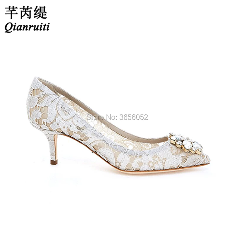 Qianruiti Spring Summer Ladies Pointed Toe Mid Stiletto Lace Pumps Prom Party Wedding Shoes Bridal Bling Gemstone Crystal Heels
Qianruiti Spring Summer Ladies Pointed Toe Mid Stiletto Lace Pumps Prom Party Wedding Shoes Bridal Bling Gemstone Crystal Heels