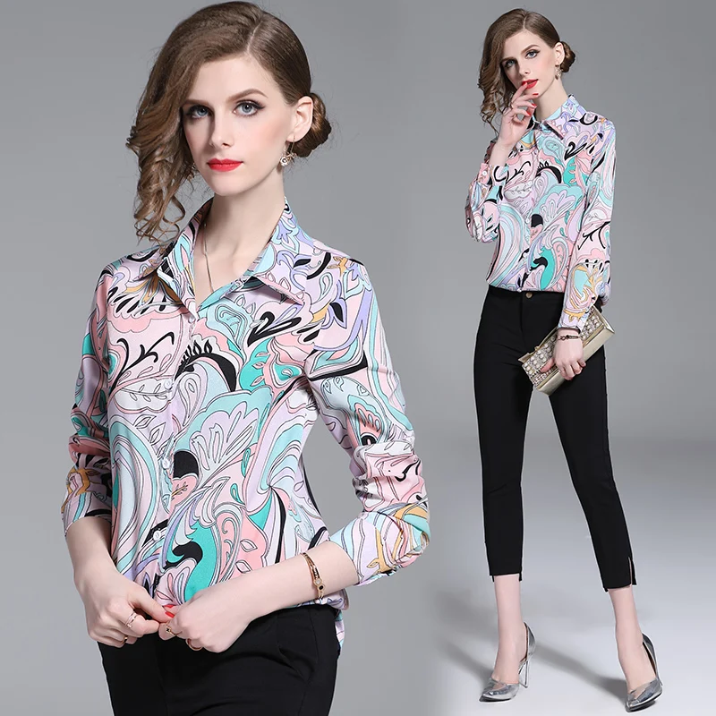 Runway Designer Blouses 2019 Spring Summer Women's Long Sleeve Vintage Chiffon Flower Print Shirt Fashion Tops
Runway Designer Blouses 2019 Spring Summer Women's Long Sleeve Vintage Chiffon Flower Print Shirt Fashion Tops