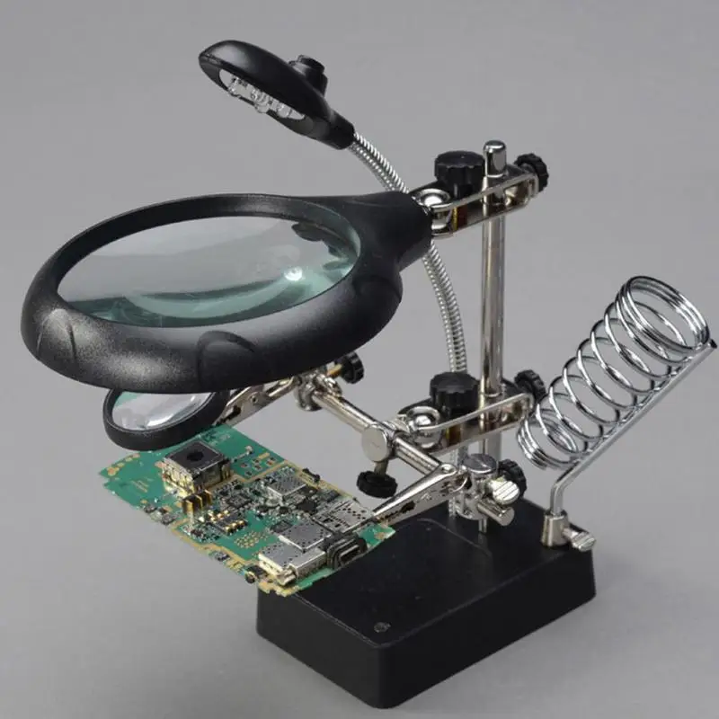 10X LED Soldering Hand Welding Magnifier Iron Magnifying Glass Third Alligator Clip Holder Standing Style Repair Mgnifying Tools
10X LED Soldering Hand Welding Magnifier Iron Magnifying Glass Third Alligator Clip Holder Standing Style Repair Mgnifying Tools