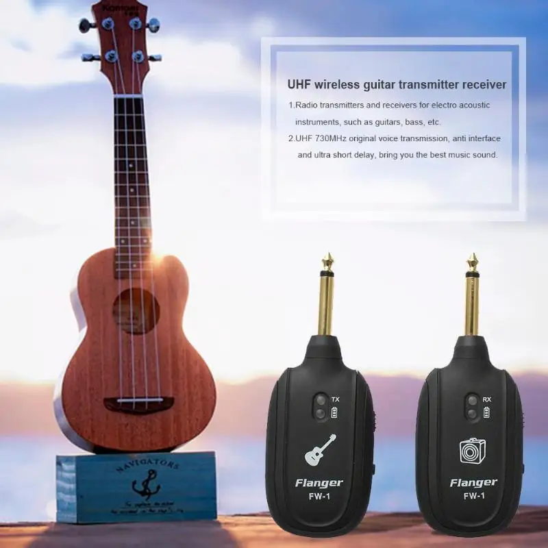 Professional UHF Wireless Guitar Transmitter Receiver System Built-in Rechargeable Battery 50M Transmission Range for Guitar
Professional UHF Wireless Guitar Transmitter Receiver System Built-in Rechargeable Battery 50M Transmission Range for Guitar