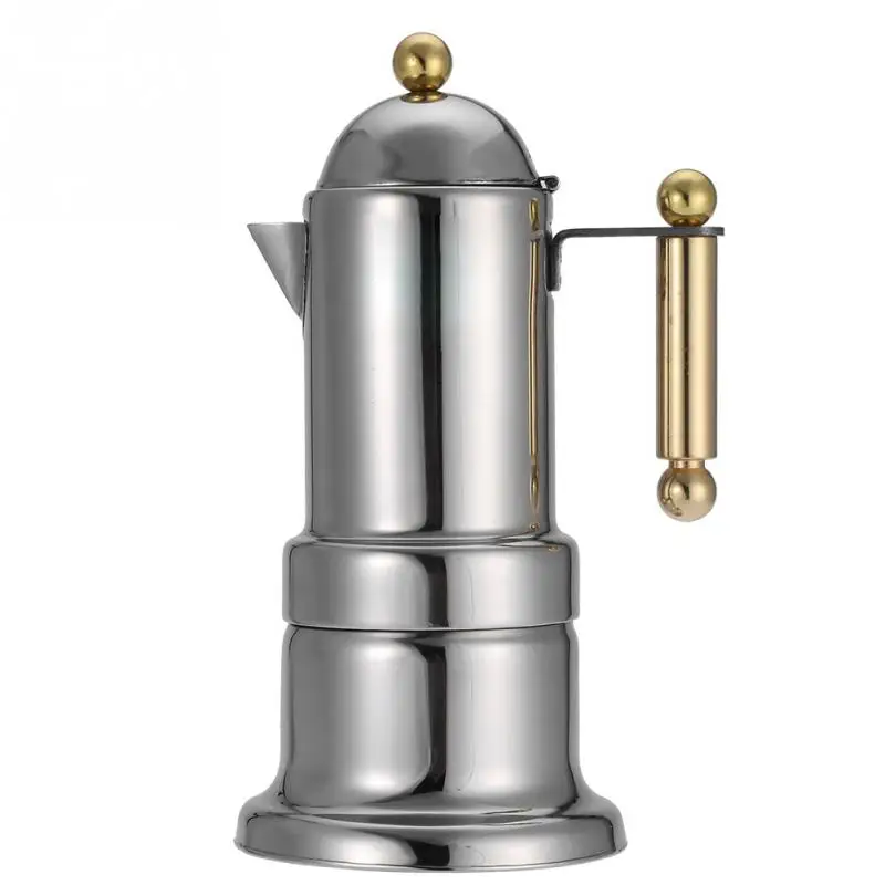 

Stainless Steel Moka Pot Stovetop Espresso Geyser Coffee Maker with Safety Valve 4 Cups