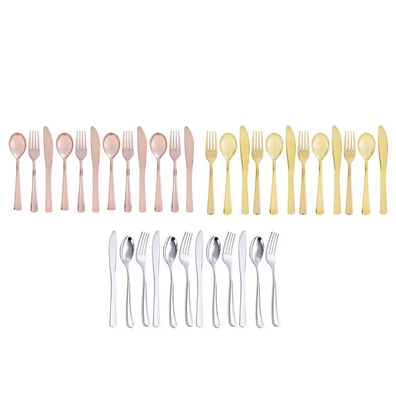 12Pcs/Pack Flat Plating Gold Disposable Spoon Fork Kit Western Dessert Ice Cream Spoon Long Handle Cutlery Party Supplies 
12Pcs/Pack Flat Plating Gold Disposable Spoon Fork Kit Western Dessert Ice Cream Spoon Long Handle Cutlery Party Supplies