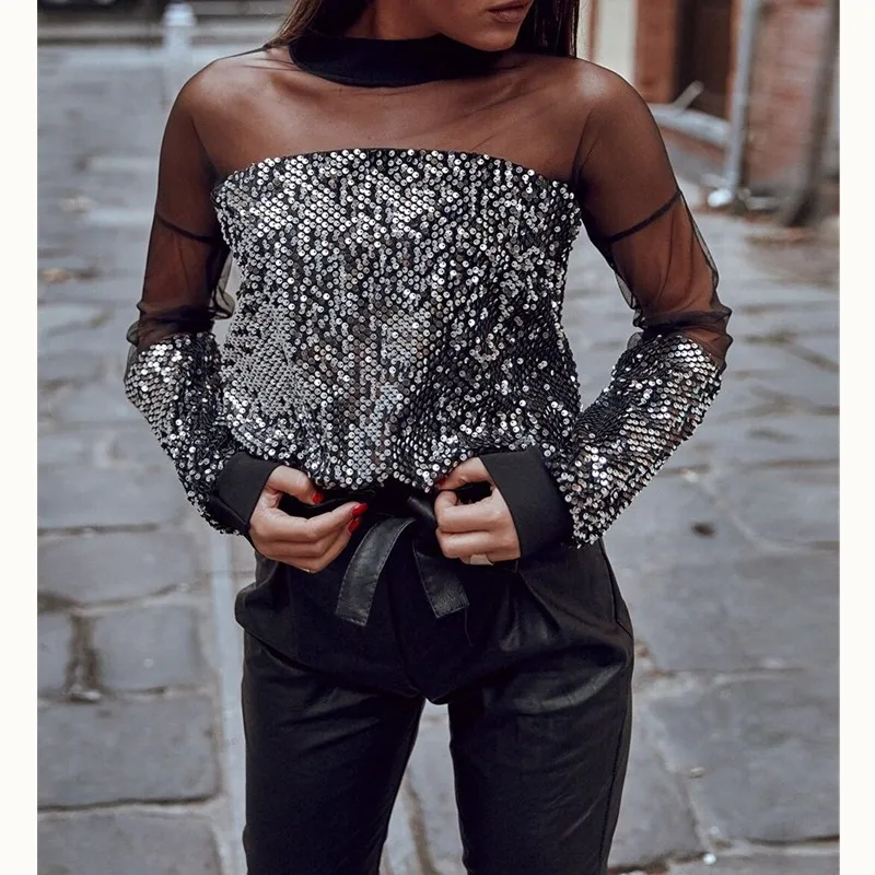 2019 Newest Style Women Ladies Spring Summer Autumn Streetwear Bling Sequin Long Sleeve See Through Party Black Top
2019 Newest Style Women Ladies Spring Summer Autumn Streetwear Bling Sequin Long Sleeve See Through Party Black Top