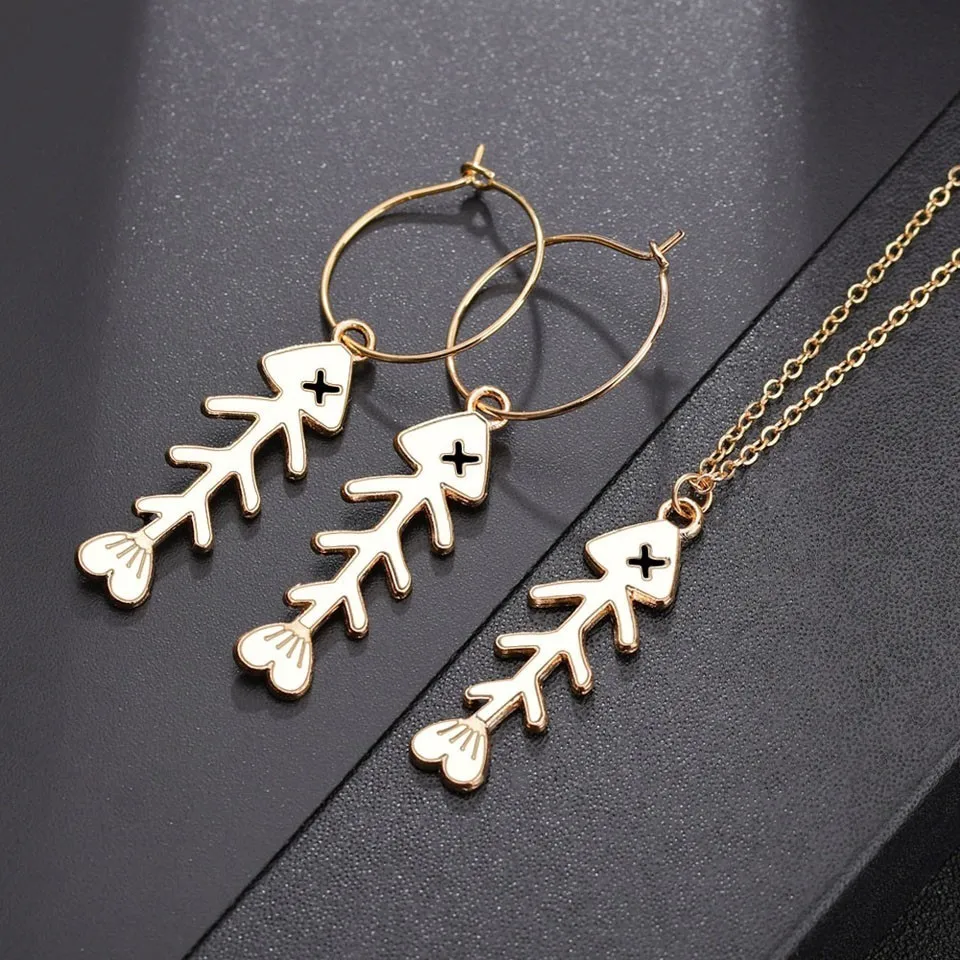 Minimalism Cute Black White Fish Bone Dangle Women Necklace Earring Sets Great Fashion Party Jewelry Sets For Women Girls
Minimalism Cute Black White Fish Bone Dangle Women Necklace Earring Sets Great Fashion Party Jewelry Sets For Women Girls