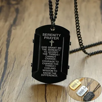 Mens Necklace Stainless Steel Cross and Bible Verse The Serenity Prayer Dog Tag Pendant Male Christian Religious Jewelry
Mens Necklace Stainless Steel Cross and Bible Verse The Serenity Prayer Dog Tag Pendant Male Christian Religious Jewelry