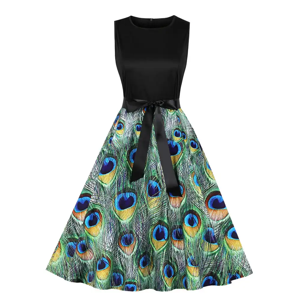 peacocks animal print dress
