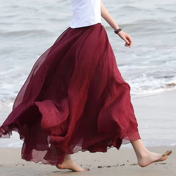 Women Boho Double Layer Long Maxi Skirts Long Loosen Chiffon Sundress Summer Lady Beach Skirt
Women Boho Double Layer Long Maxi Skirts Long Loosen Chiffon Sundress Summer Lady Beach Skirt