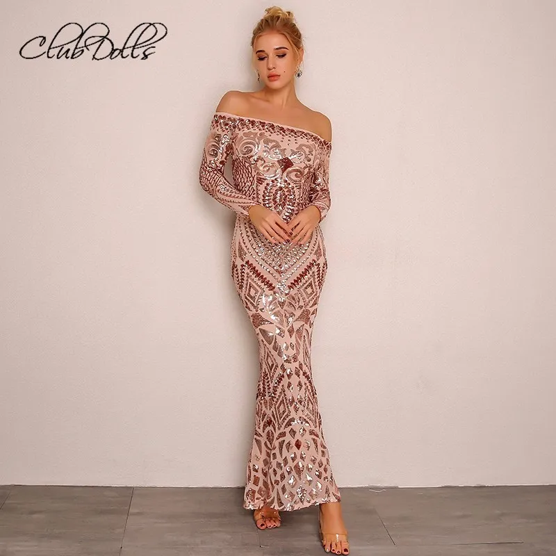 Party Dress Womens Sexy Club Wear Long Sleeve Sequin Maxi Dress off the shoulder Women Christmas 2019 Long Dress Vestidos
Party Dress Womens Sexy Club Wear Long Sleeve Sequin Maxi Dress off the shoulder Women Christmas 2019 Long Dress Vestidos