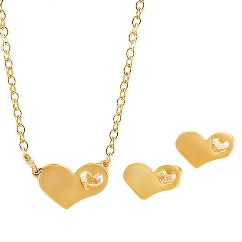 Fashion Heart Necklace Stainless Steel Silver And Gold Charm Heart With Crystal Jewelry Set For Women Wedding Engagement Romance
Fashion Heart Necklace Stainless Steel Silver And Gold Charm Heart With Crystal Jewelry Set For Women Wedding Engagement Romance