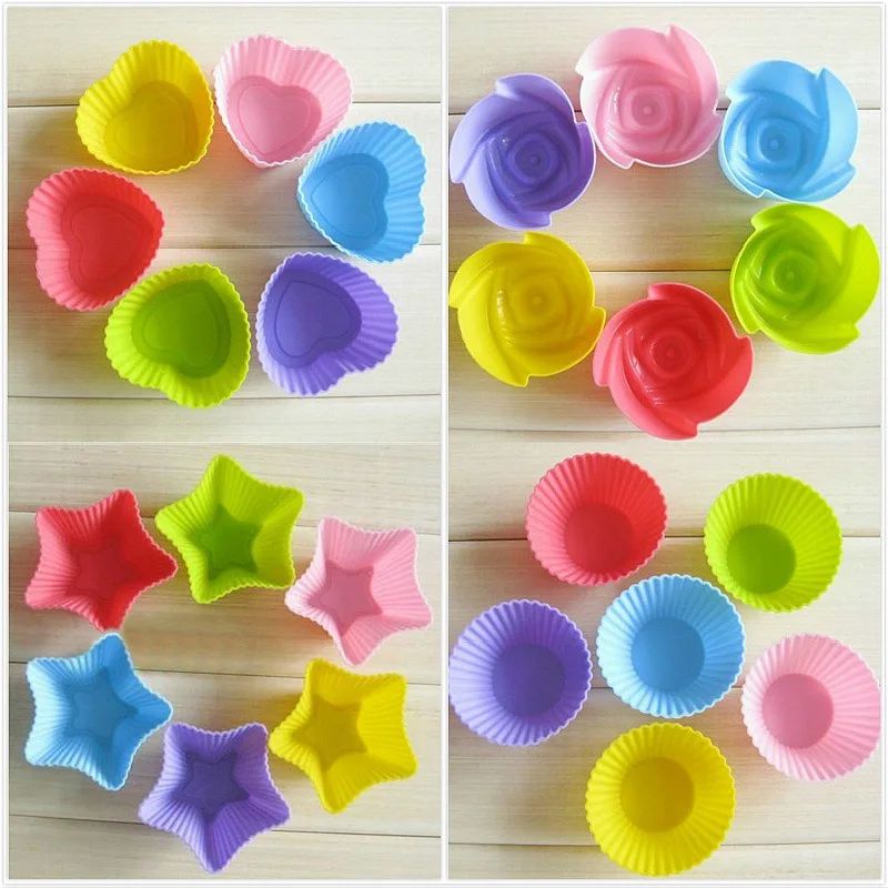 6pcs Muffin Cake Mold Heart star Flower round shape Cupcake cup Heat Resistant Nonstick Silicone Soap mould Reusable Baking tool
6pcs Muffin Cake Mold Heart star Flower round shape Cupcake cup Heat Resistant Nonstick Silicone Soap mould Reusable Baking tool