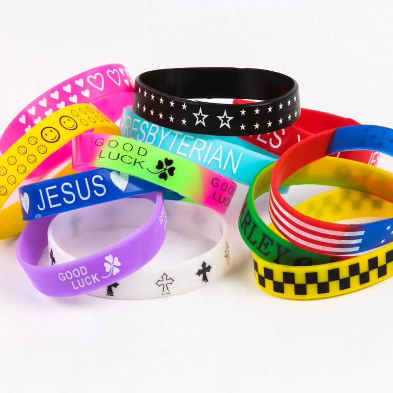 

wholesale 30pcs bracelets mix lot multicolor Cross punk sport biker Silicone Bracelet Men's Women's Cuff Wristband Jewelry