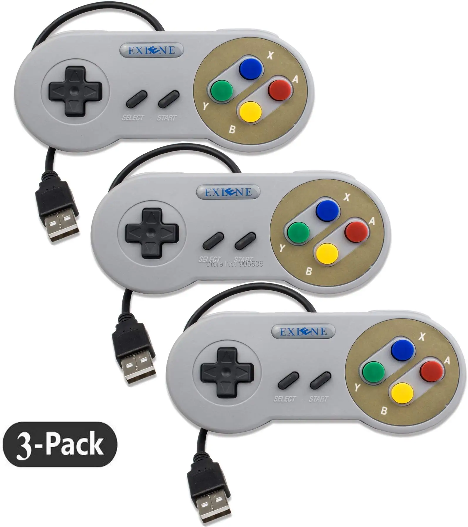 Exlene 3 Pack SNES Retro USB PC Super Classic Controller Gamepad Joystick for Windows PC MAC Linux Raspberry Pi 3 Sega Genesis
Exlene 3 Pack SNES Retro USB PC Super Classic Controller Gamepad Joystick for Windows PC MAC Linux Raspberry Pi 3 Sega Genesis