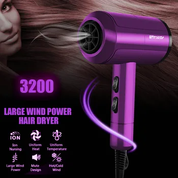 

Purple Professional Anion Hair Dryer Large Power Hair Repairing Hairdryer Air Blower Constant Temperature Blower 2000W 220V