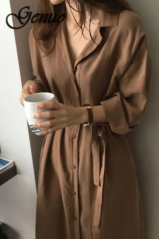 Korea chic Long Sleeve Shirt Dress 2019 New Autumn Spring Casual Patchwork Dresses OL Turn Down Collar Buttons Loose Dresses
Korea chic Long Sleeve Shirt Dress 2019 New Autumn Spring Casual Patchwork Dresses OL Turn Down Collar Buttons Loose Dresses