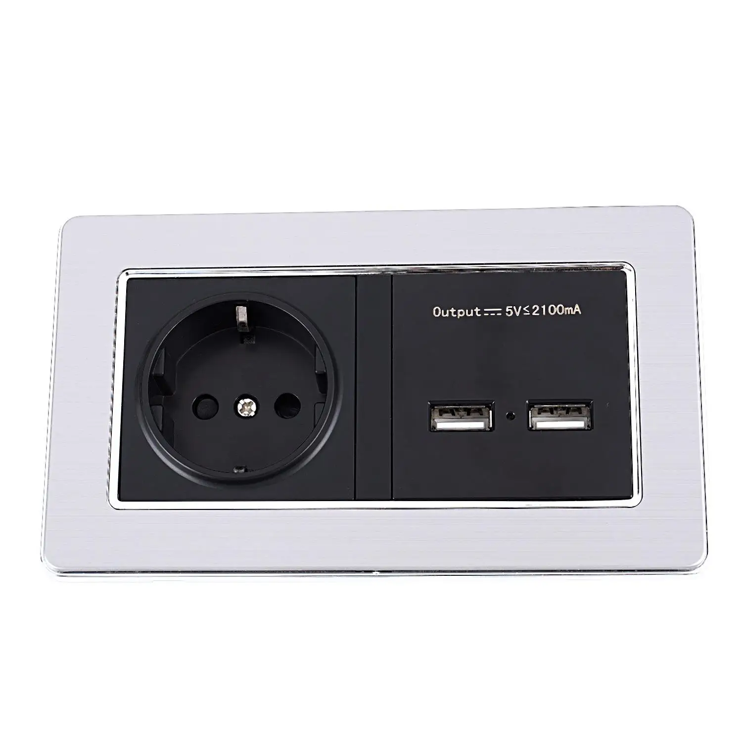 Wall Socket Eu Standard Power Outlet With Dual Usb Charge Port For Mobile 5V 2.1A Stainless Steel Panel
Wall Socket Eu Standard Power Outlet With Dual Usb Charge Port For Mobile 5V 2.1A Stainless Steel Panel