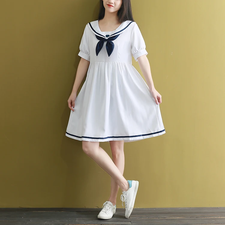 Japan Mori Girl Kawaii Sweet Dress New Summer Women Short Sleeve Sailor Collar Cotton Dresses Black,White Vestidos
Japan Mori Girl Kawaii Sweet Dress New Summer Women Short Sleeve Sailor Collar Cotton Dresses Black,White Vestidos