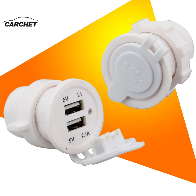CARCHET Dual USB Mini Charger Socket Adapter for All Phone White 12V Power Adapter Vehicle USB Charger for Motorcycle Boat Car
CARCHET Dual USB Mini Charger Socket Adapter for All Phone White 12V Power Adapter Vehicle USB Charger for Motorcycle Boat Car