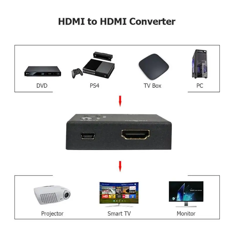 Amplify HDMI 2.0b Signal 18Gbps Repeater with 4K Up and Down Scaling Audio Scaler 1080P Micro HDMI to HDMI Converter Adapter
Amplify HDMI 2.0b Signal 18Gbps Repeater with 4K Up and Down Scaling Audio Scaler 1080P Micro HDMI to HDMI Converter Adapter